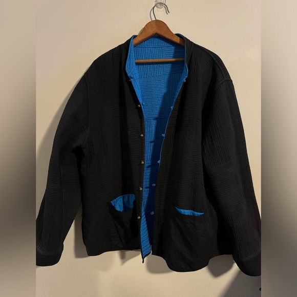 Vintage Handmade Women’s Reversible Blue & Black Jacket Asian Hand Crafted XL - Picture 6 of 12